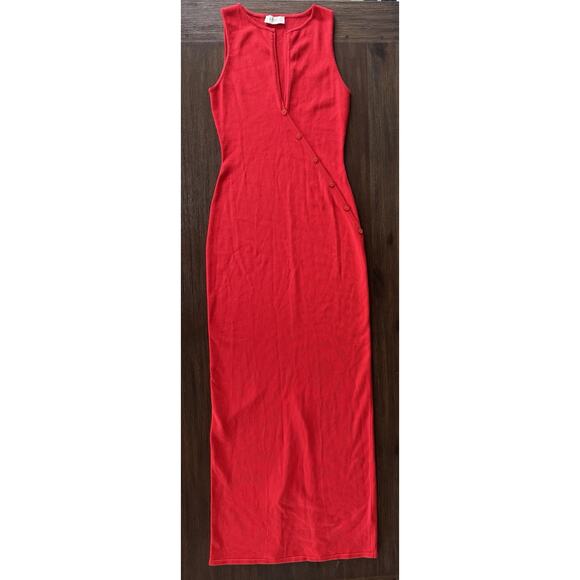 Meshki Dress Midi Red Marina Sleeveless Buttoned Knit XS - Picture 2 of 12